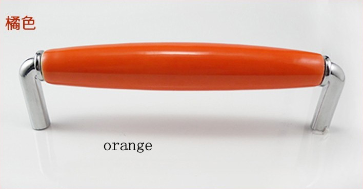 2pcs Hole 128mm Multicolour Zinc Alloy Orange Ceramic Hardware Kitchen Pulls(H:38mm  L:136mm)