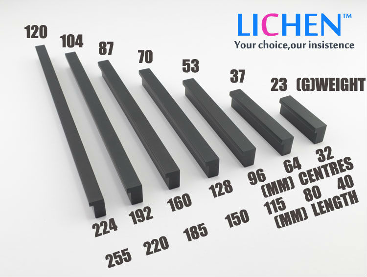 LICHEN 128m centres Black oxidation Aluminium alloy Furniture handle H614-128 Cabinet Drawer handles