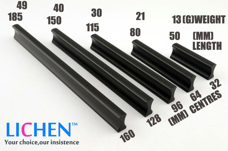 LICHEN 128mm centres Black oxidation Aluminium alloy Furniture handle H604-128 General Cabinet Drawer handle
