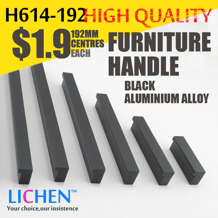 LICHEN 160m centres Black oxidation Aluminium alloy Furniture handle H614-160 Cabinet Drawer handle