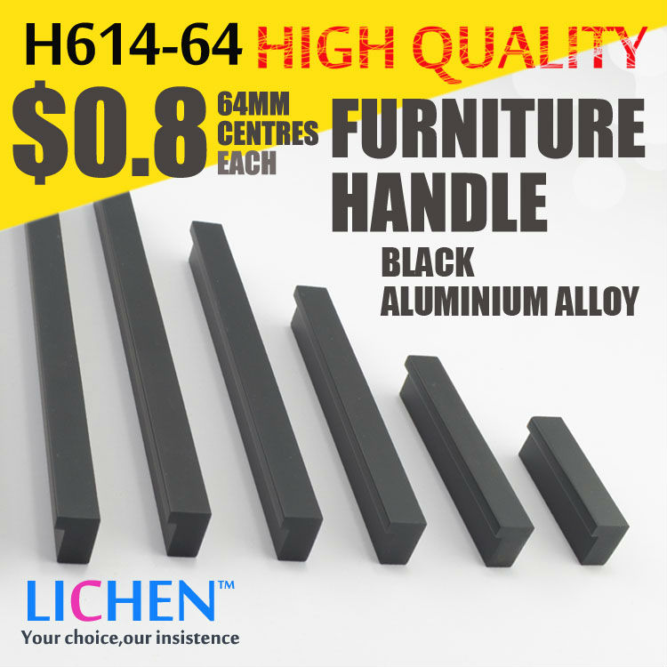 LICHEN 224mm centres Black oxidation Aluminium alloy Furniture handle H614-224 Cabinet Drawer handle