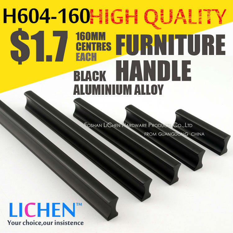 LICHEN 64mm centres Black oxidation Aluminium alloy Furniture handle H604-64 General Cabinet Drawer handle