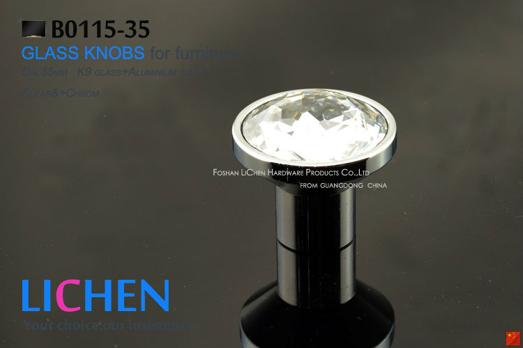(6 pieces/lot) 35mm LICHEN K9 Glass Quadrangle Knobs Cabinet Handle &Drawer Knob&Crystal Knobs