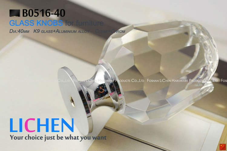 40mm LICHEN K9 Glass Knobs Rose knobs Crystal Furniture Handle diamond knobs& Cabinet &Drawer Knob