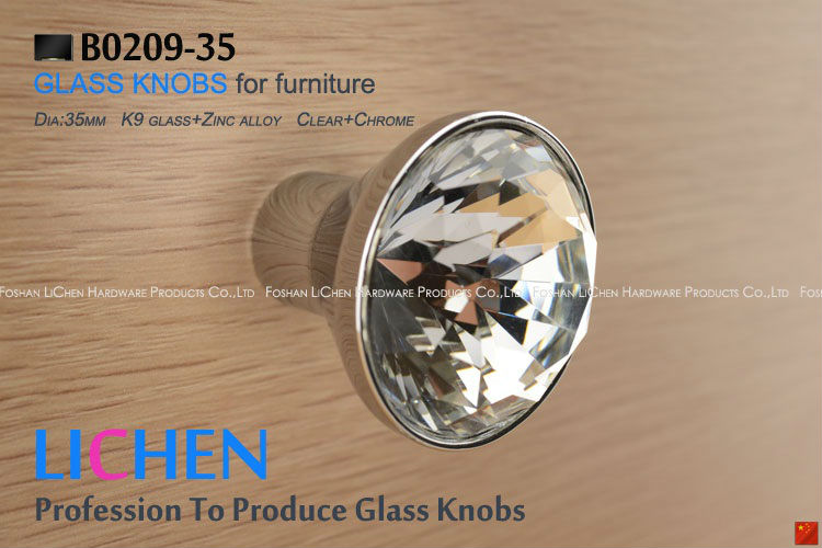 Furniture cupboard Armoire Handle&knobs B0506 cone aluminium alloy+k9 glass Crystal glass knobs LICHEN  drawer knobs