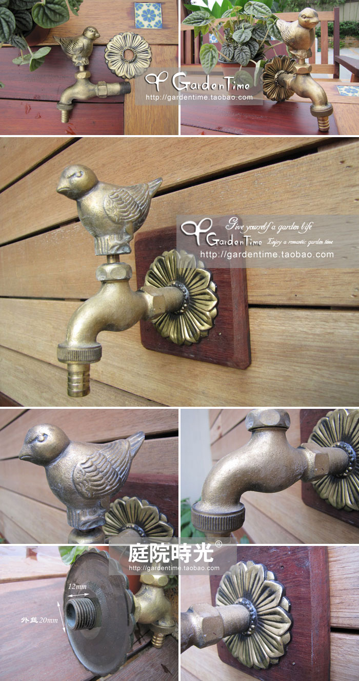 Brass Copper animal faucet tap pool tap bronze sparrow  garden tap garden hardware garden bibcocks