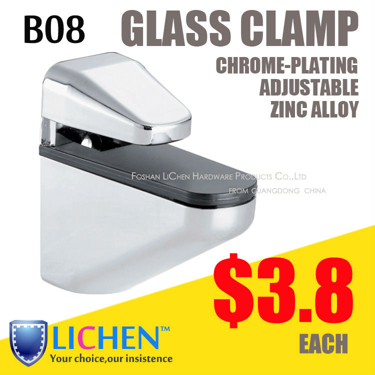 LICHEN(2pcs/lot)B05 Extra large size Chrome-plating zinc alloy glass clamp support Glass thickness 15 20 25 30mm glass clamp