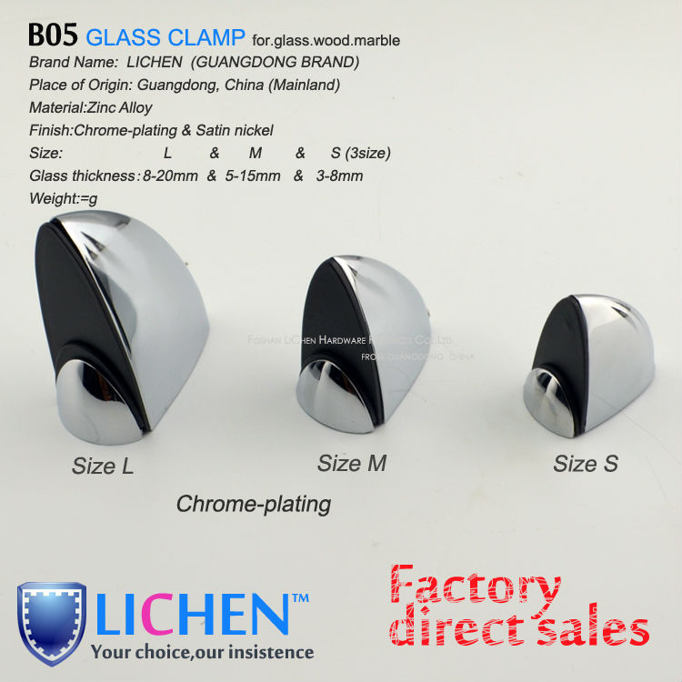LICHEN(2pcs/lot)B05-M Chrome-plating zinc alloy glass clamp supports Glass clip  hardware Glass thickness 10 12 15mm