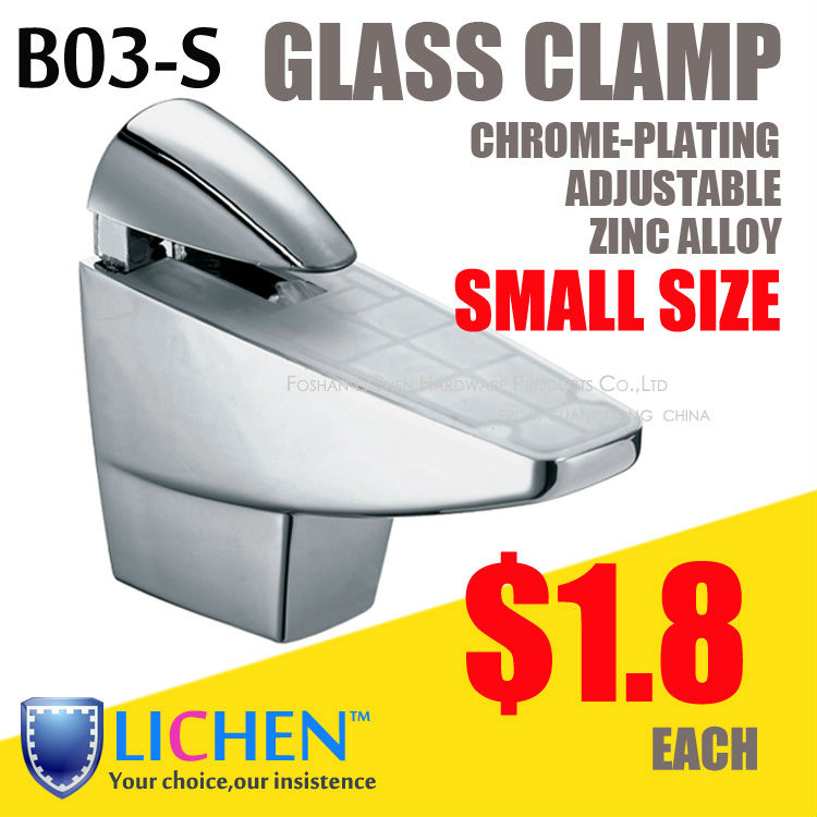 LICHEN(2pieces/lot)B09-L Large size chrome-plating zinc alloy glass F Clamp Glass supports Clip bathroom glass accessory