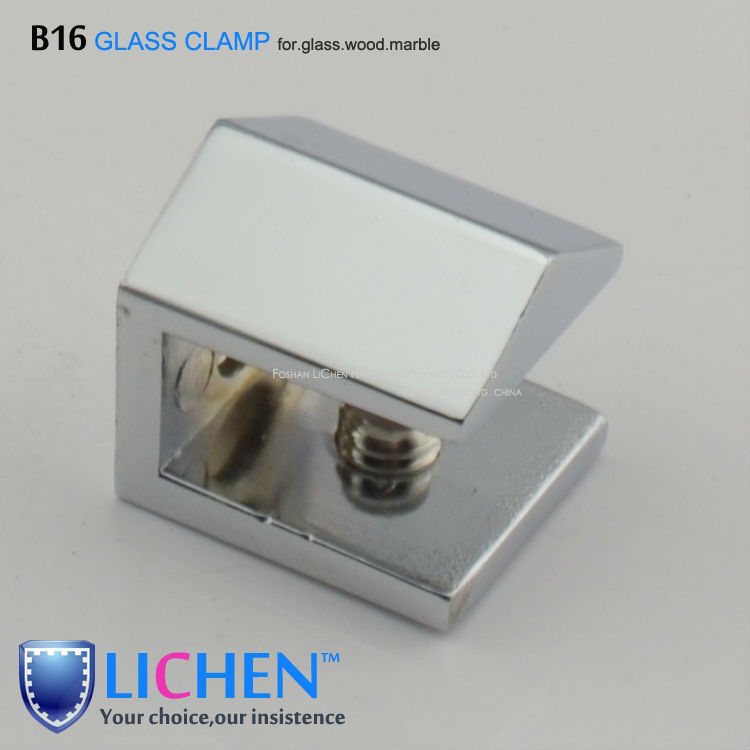 LICHEN(2pieces/lot)B16-L&B16-S Glass clamps Chrome-plating Zinc alloy glass fitting clips support Bathroom glass accessory