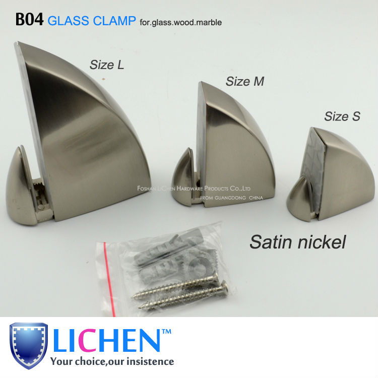 LICHEN(2pieces/lot)M size chrome-plating&satin nickel Zinc alloy glass clamp glass fitting glass accessory