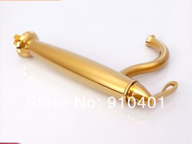  Wholesale and Retail Promotion Deck Mounted Golden Finish Bathroom Basin Faucet Single Handle Sink Mixer Tap
