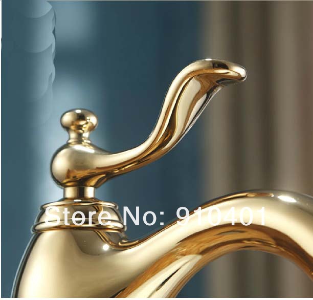 Wholesale And Retail Promotion Luxury Golden Brass Bathroom Basin Faucet Single Handle Vanity Sink Mixer Tap