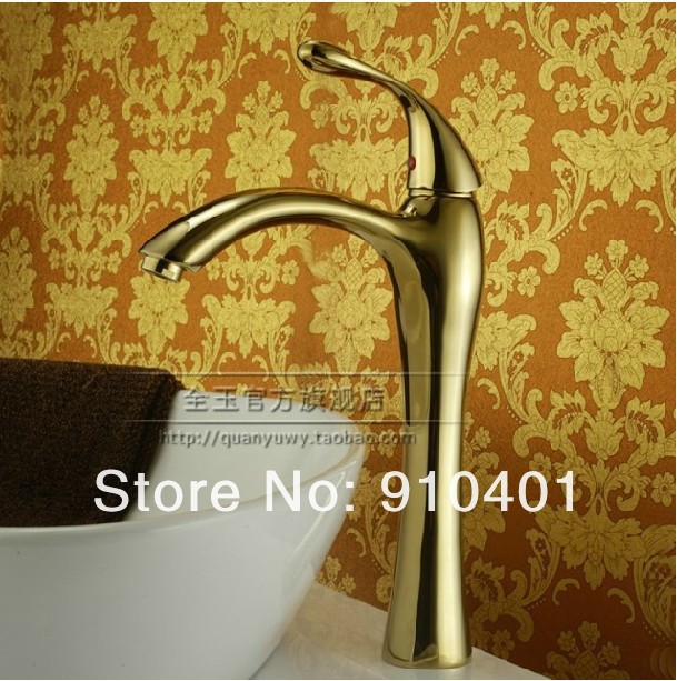 Wholesale And Retail Promotion Luxury Golden Finish Bathroom Basin Faucet Single Handle Teapot Sink Mixer Tap