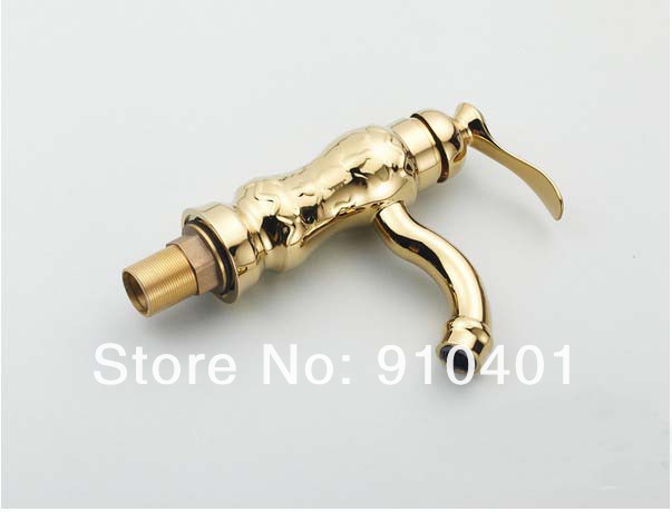 Wholesale And Retail Promotion  Luxury Golden Finish Brass Bathroom Basin Faucet Single Handle Vanity Mixer Tap