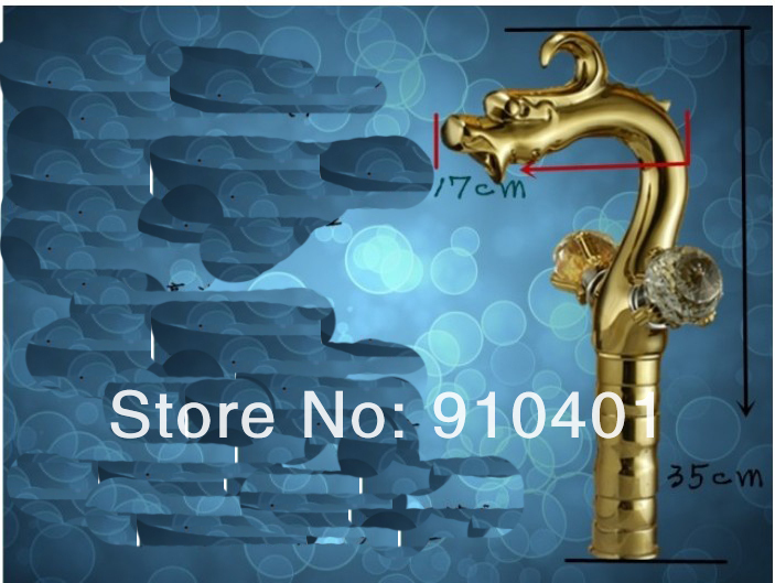 Wholesale And Retail Promotion Luxury Golden Finish Dragon Faucet Bathroom Basin Faucet Dual Handles Mixer Tap