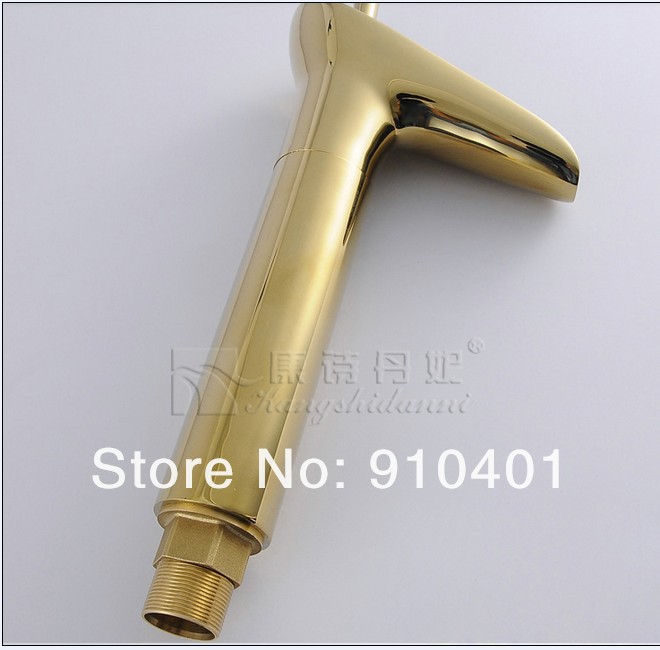Wholesale And Retail Promotion Luxury Golden Finish Solid Brass Waterfall Bathroom Faucet Vanity Sink Mixer Tap