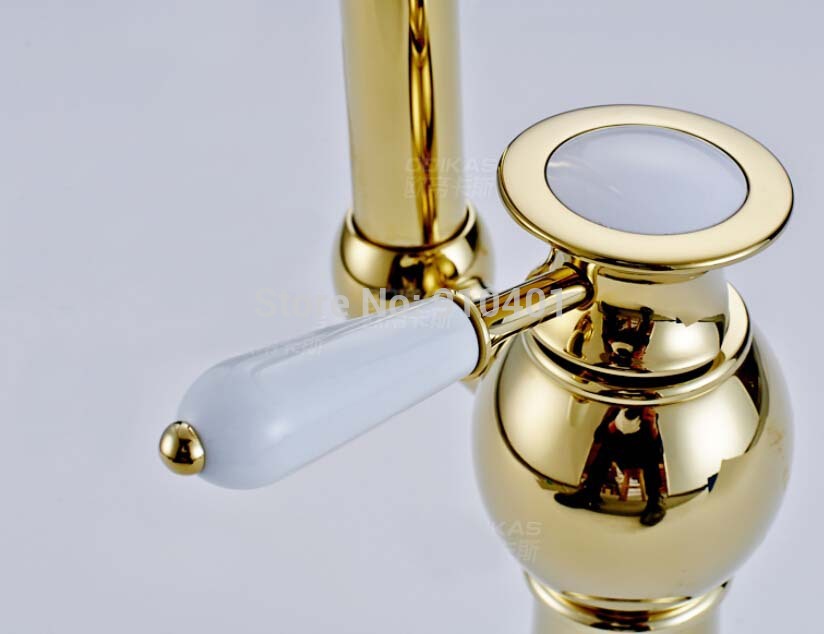 Wholesale And Retail Promotion Modern Golden Brass Bathroom Basin Faucet Single Handle Vantiy Sink Mixer Tap