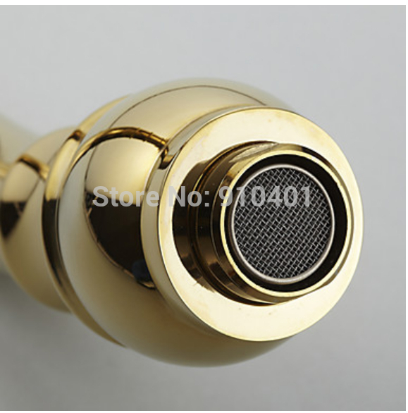 Wholesale And Retail Promotion NEW Modern Golden Brass Bathroom Basin Faucet Swivel Spout Vanity Sink Mixer Tap