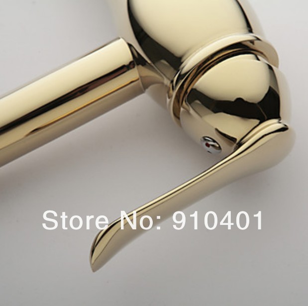 Wholesale And Retail Promotion New Golden Deck Mounted Bathroom Faucet Single Handle Tall Countertop Mixer Tap