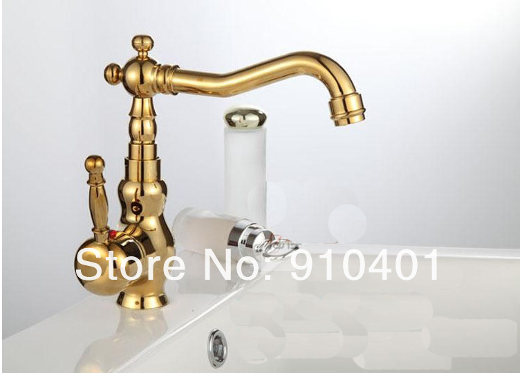Wholesale And Retail Promotion Polished Golden Finish Bathroom Basin Faucet Kitchen Sink Mixer Tap Single Handle