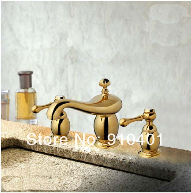 Wholesale And Retail Promotion Polished Golden Finish Luxury Bathroom Faucet Vanity Sink Mixer Tap Dual Handles