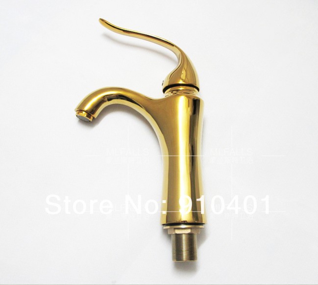 Wholesale And Retail Promotion Polished Golden Finish Solid Brass Bathroom Basin Faucet Single Handle Sink Tap