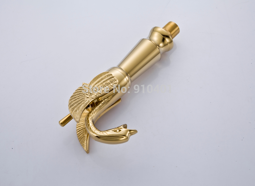 Wholesale And Retail Promotion Tall Golden Brass Bathroom Swan Faucet Single Handle Hole Vanity Sink Mixer Tap