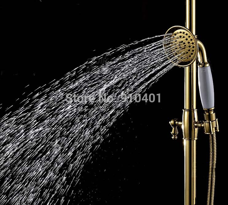 Wholdsale And Retail Promotion Wall Mounted Antique Brass Swivel Spout Tub Mixer Tap With Hand Shower Faucet