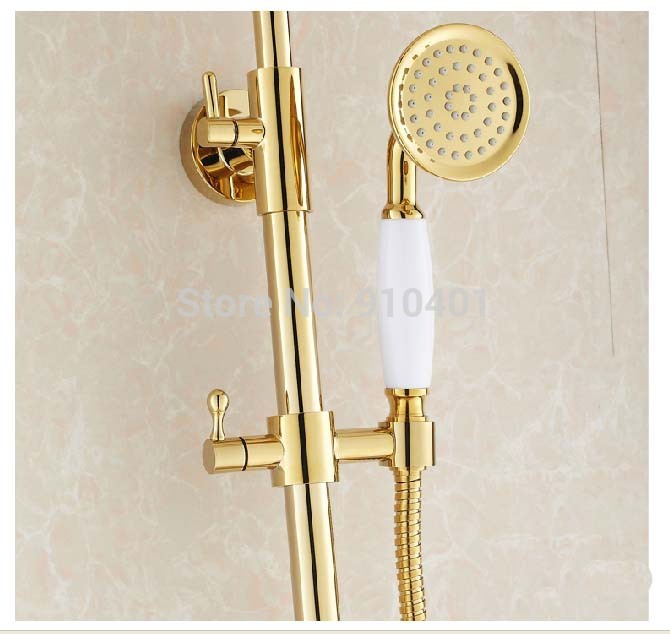 Wholesale And Retail Promotion  Luxury Exposed 8" Rain Shower Faucet Dual Handles Tub Mixer Tap W/ Hand Shower