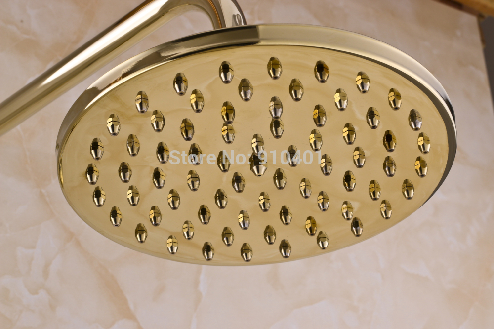Wholesale And Retail Promotion Luxury Exposed Golden Brass Rain Shower Faucet Tub Mixer Tap With Hand Shower