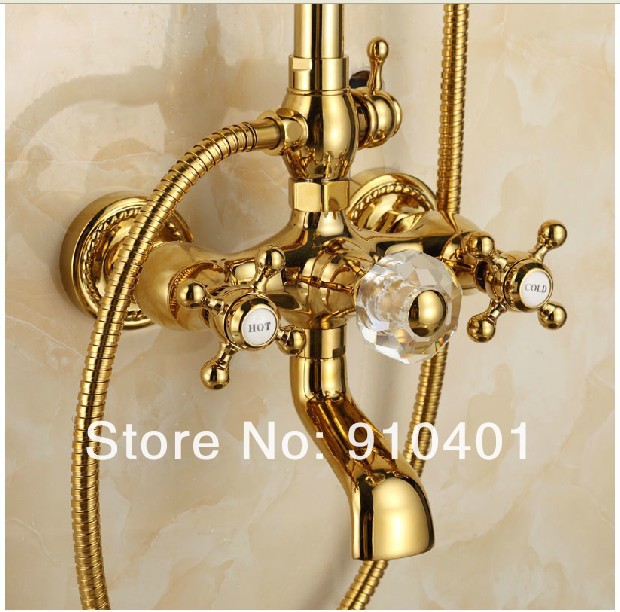 Wholesale And Retail Promotion Luxury Golden 8" Rain Shower Set Faucet Bathtub Shower Column Shower Mixer Tap