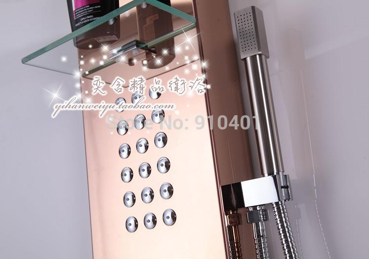 Wholesale And Retail Promotion Red Rose Golden Luxury Shower Column Waterfall Shower Massage Jets Tub Mixer Tap