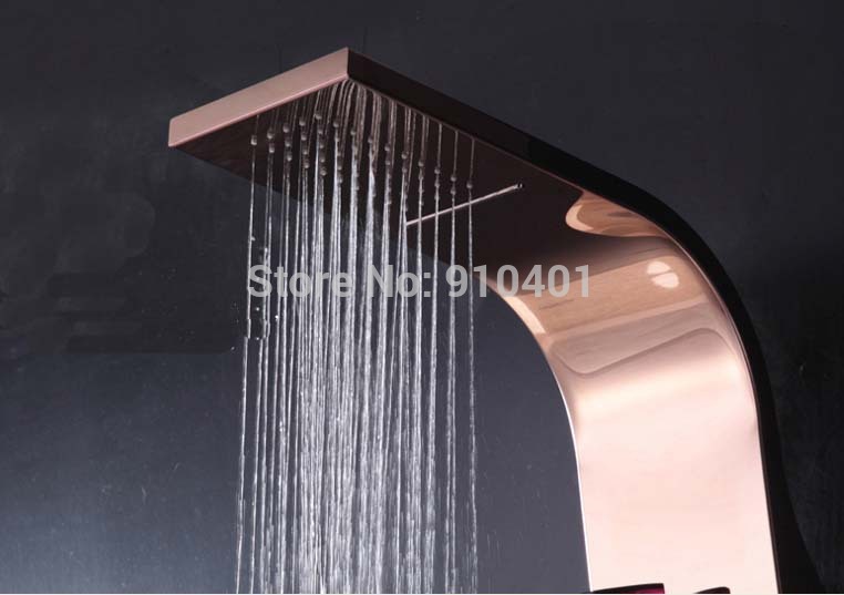Wholesale And Retail Promotion Rose Golden Brass Bathroom Shower Column Waterfall Shower Head Tub Mixer Shower
