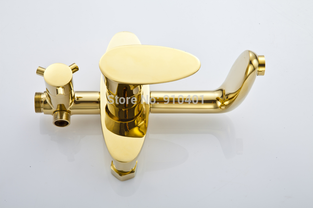 Wholesale And Retail Promotion Ti-PVD Wall Mounted Shower Faucet Ultra Shower Head Tub Mixer Tap Single Handle