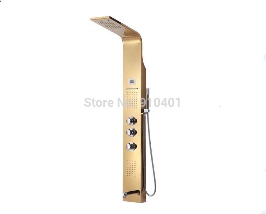 Wholesale And Retail Promotion Yellow Waterfall Shower Column Thermostatic Valve Massage Jets Shower Panel Tap