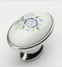 Wholesale Furniture Cabinet handles Drawer knobs Kitchen handles Pull handles Blue flower Classical 10pcs/lot Free shipping