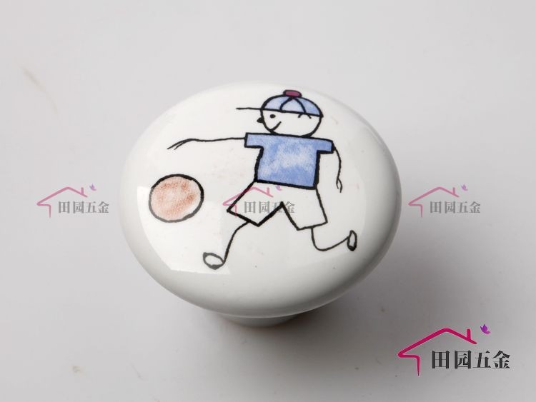 Cartoon Cute Handle Boy and Basketball Door Cabinet Drawer Ceramic Knob Pulls MBS038-2