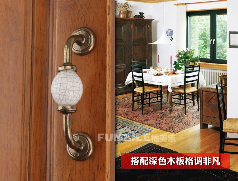 Crack Ceramics Cabinet Wardrobe Cupboard Knob Drawer Door Pulls Handles 76mm 2.99" MBS365-3