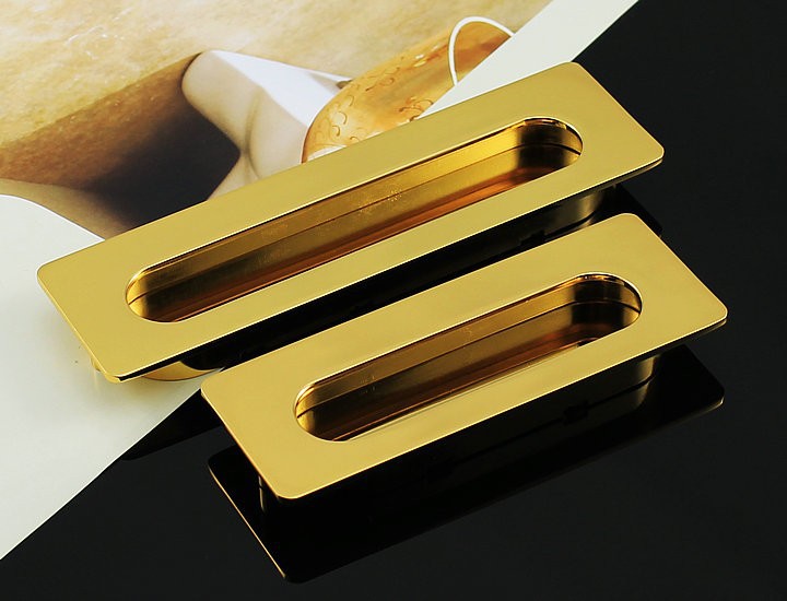 Gold Cabinet Wardrobe Door Cupboard Knob Drawer Invisible Pulls Handles 96mm 3.78" MBS388-1