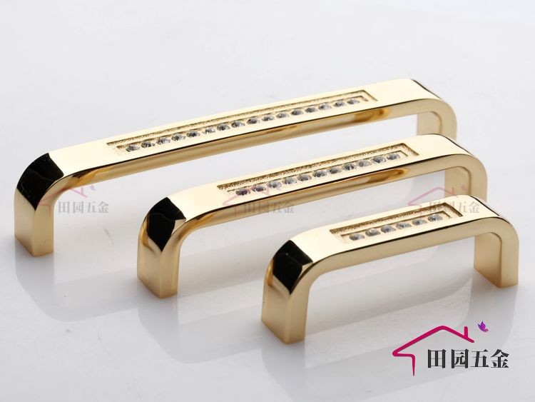 Golden Crystal Cabinet Door Wardrobe Cupboard Drawer Pulls Handles 3.78" 96mm MBS045-2