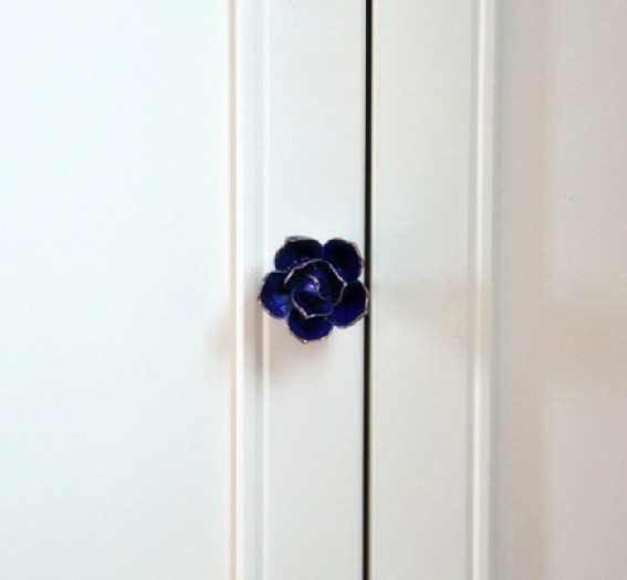 Handmade Rose Handles Ceramics Door Cabinet Drawer Ceramic Knob Pulls Mazarine MBS219-1