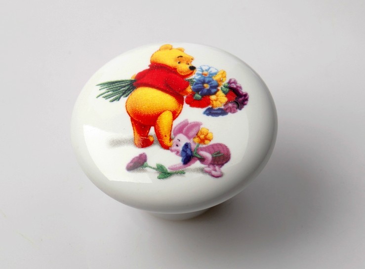 Lovely Bear Cartoon Cute Handle Animals Door Cabinet Drawer Ceramic Knob Pulls MBS048-4