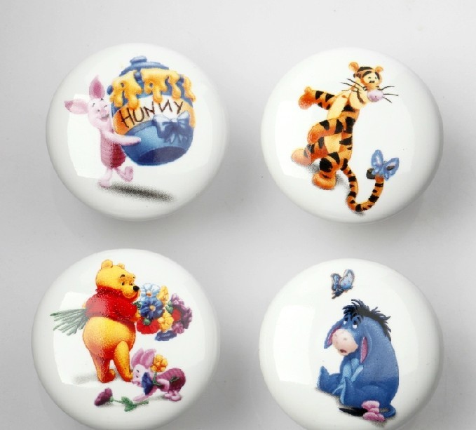 Lovely Tigger Cartoon Cute Handle Animals Door Cabinet Drawer Ceramic Knob Pulls MBS048-2