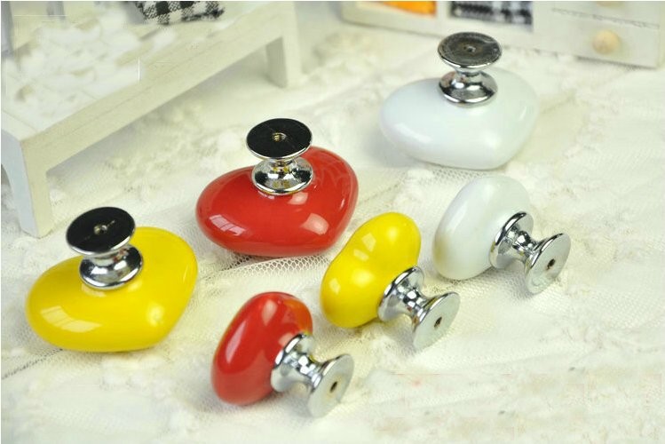 One piece Black Base Small Red Ceramic Loving Hearts Cabinet Wardrobe Cupboard Knob Drawer Pulls Handles MBS227-2