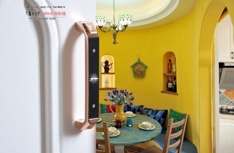 Rose Gold Carving Cabinet Wardrobe Cupboard Drawer Door Pulls Handles 96mm 3.78" MBS249-4
