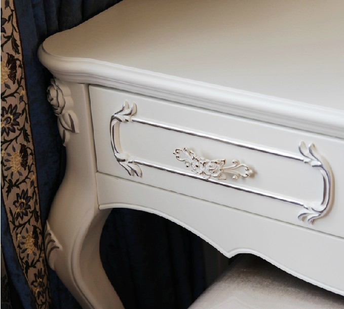 Silver Edge Handle Ivory White Door Cabinet Drawer Knob Pulls 3.78