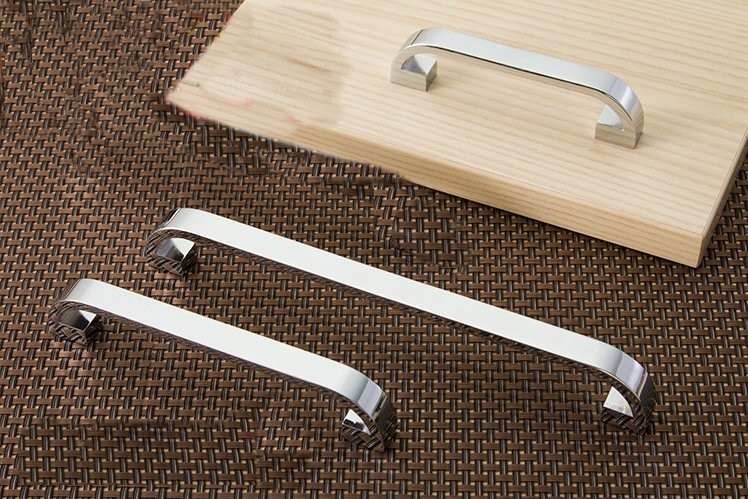 Silver Light Chrome Simple Cabinet Wardrobe Cupboard Knob Drawer Door Pulls Handle 96mm 3.78