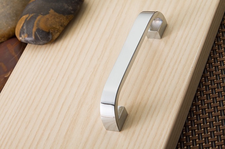 Silver Light Chrome Simple Cabinet Wardrobe Cupboard Knob Drawer Door Pulls Handle 96mm 3.78"MBS305-4