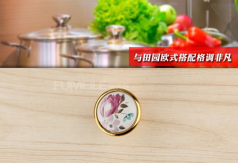 Single Hole Tulip Ceramics Cabinet Wardrobe Cupboard Knob Drawer Door Pulls Handles MBS363-1